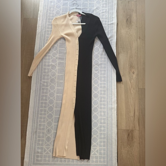 STAUD Buff and Black Long Sleeve Dress - Picture 6 of 6
